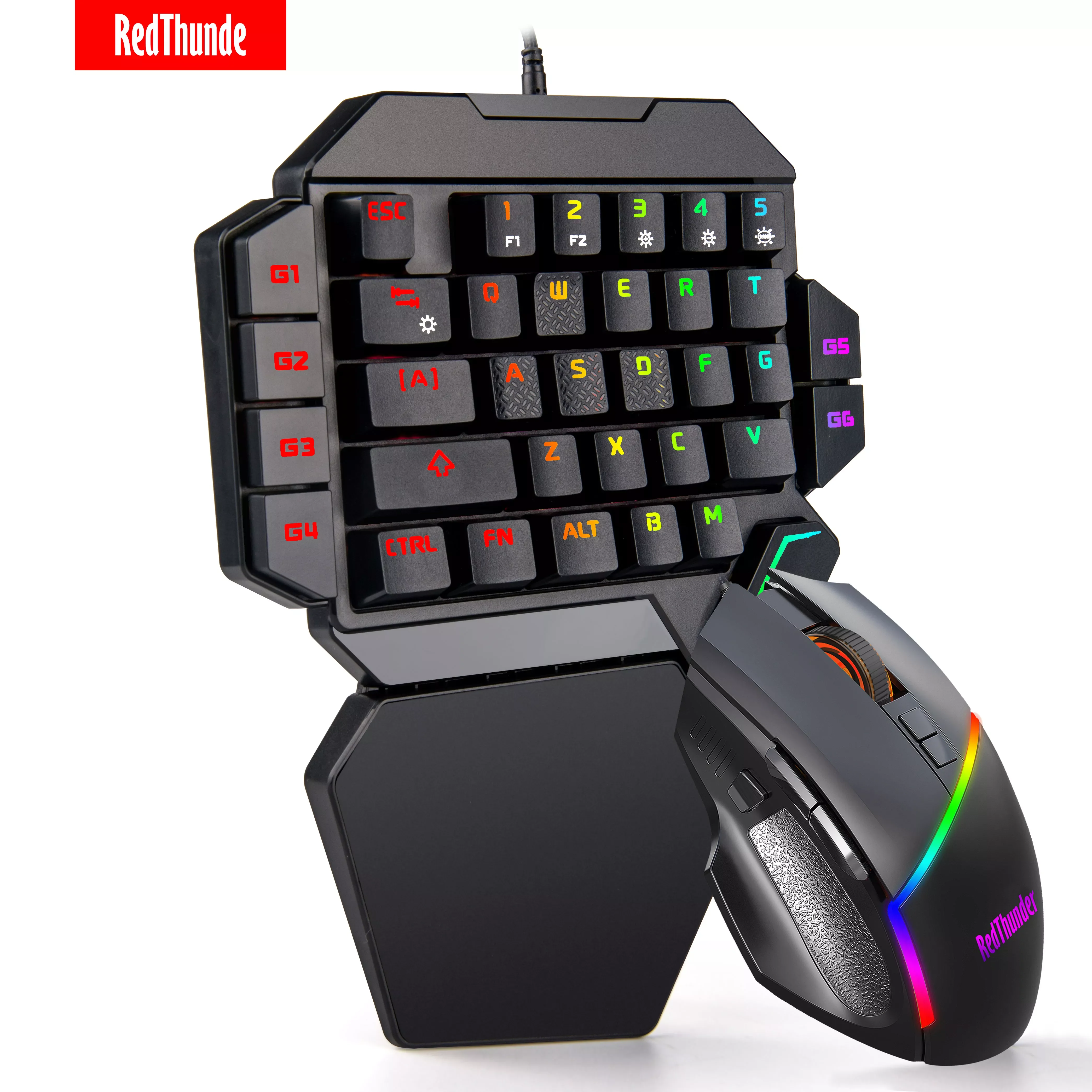 

RedThunder One-Handed Mechanical Gaming Keyboard RGB Backlit Portable Mini Gaming Keypad Game Controller for PC PS4 Xbox Gamer