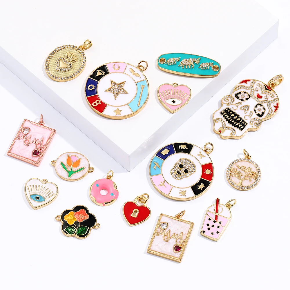 

Heart Star Diy Pendant Necklace Charms for Jewelry Making Bracelets Earring Eye Copper Inlaid Zircon Cute Charm Charms Phone