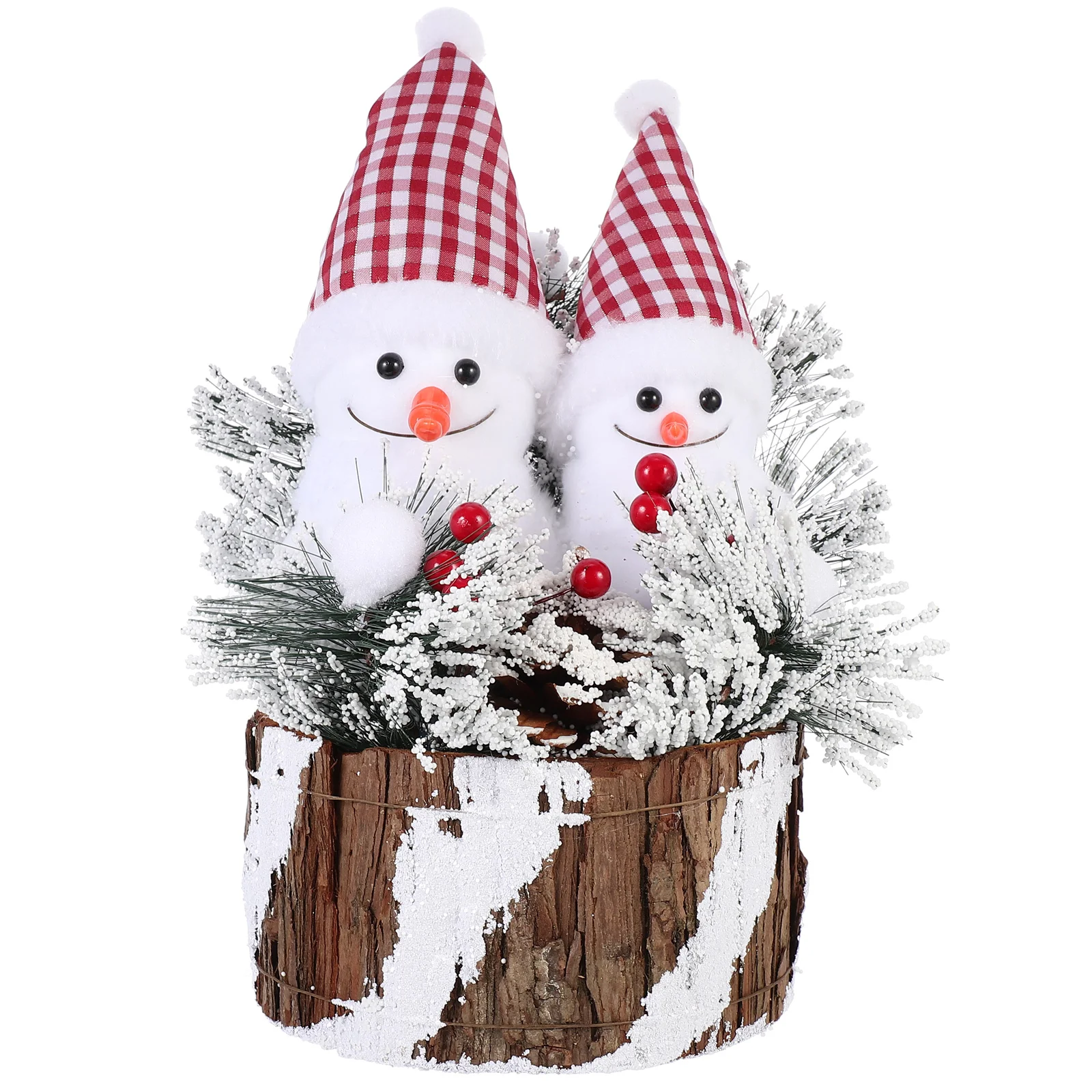 

Snowman Ornament Christmas Supplies Table Top Decor Gift Desktop Wooden Plushie