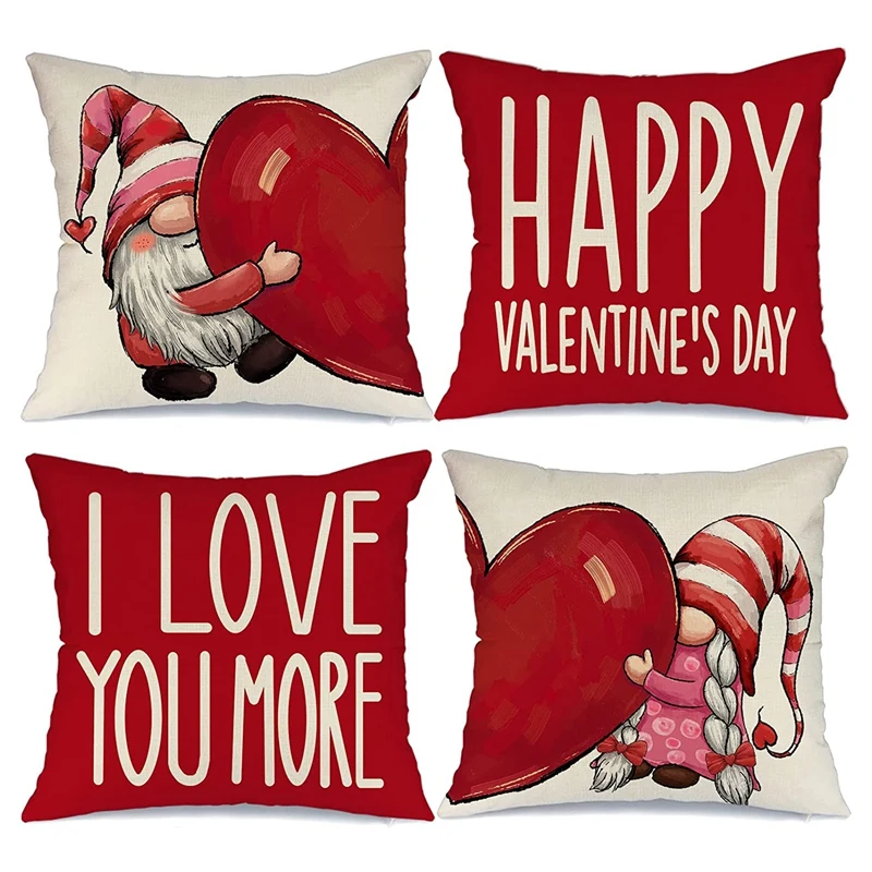 

Valentine's Day Pillow Case Valentine's Day Decoration Family Love Dwarf Happy Valentine's Day Pillow Decoration