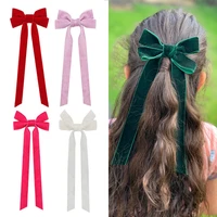 baby girls hair pins rainbow color silk velvet hairpins handmade headbands bowknot elegant retro long ribbons clips korean %eb%a8%b8%eb%a6%ac%ed%95%80
