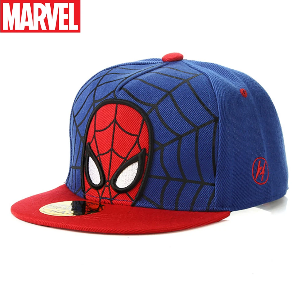 

2022 New Spiderman Hat Kids Marvel Baseball Cap Flat Brim Hat Cotton Spring Summer Cartoon Hip Hop Hat for Baby Boy Girl