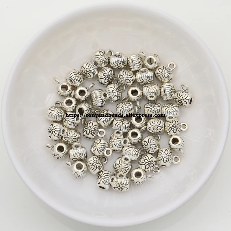 

(50Pcs / Lot !) Zinc Alloy Tibetan Silver European Charm 3 Holes Connector Beads For Jewelry Making Size 8x5.5mm HZ-80B