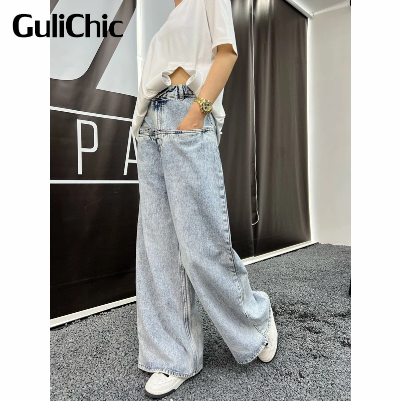 

10,7 GuliChic Женские винтажные джинсы с эффектом потертости