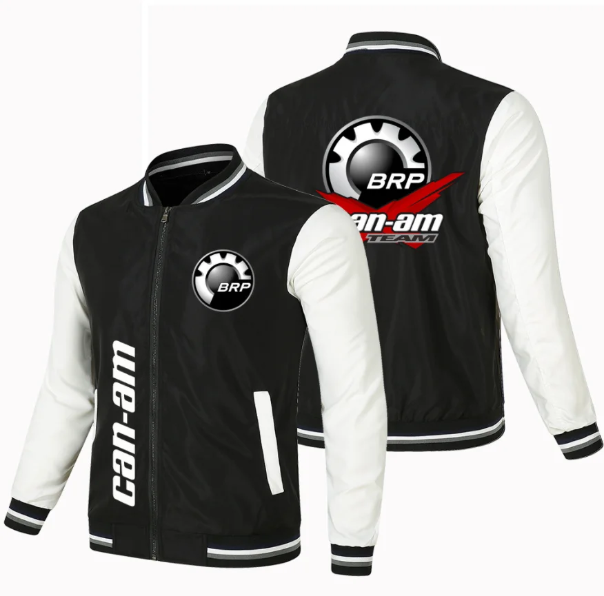 

Новинка 2023, бейсбольная куртка на весну и осень, флисовая хлопковая приталенная куртка, толстовка с логотипом CAN-AM Car, модная в стиле хип-хоп