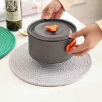 wind color woven round casserole pad thickened anti scalding non slip cotton and linen insulation pad simple home dining mat