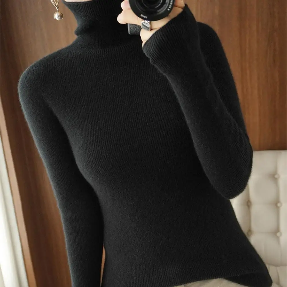 

Осенне-зимний свитер, уютная водолазка, женские свитера для осени и зимы, мягкие теплые стильные вязаные пуловеры сплошного цвета