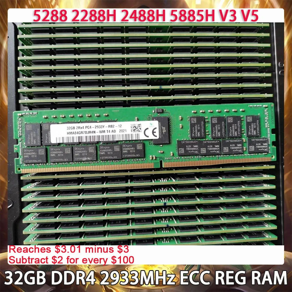 

32GB DDR4 2933MHz ECC REG RAM For Huawei 5288 2288H 2488H 5885H V3 V5 Server Memory Works Perfectly Fast Ship High Quality
