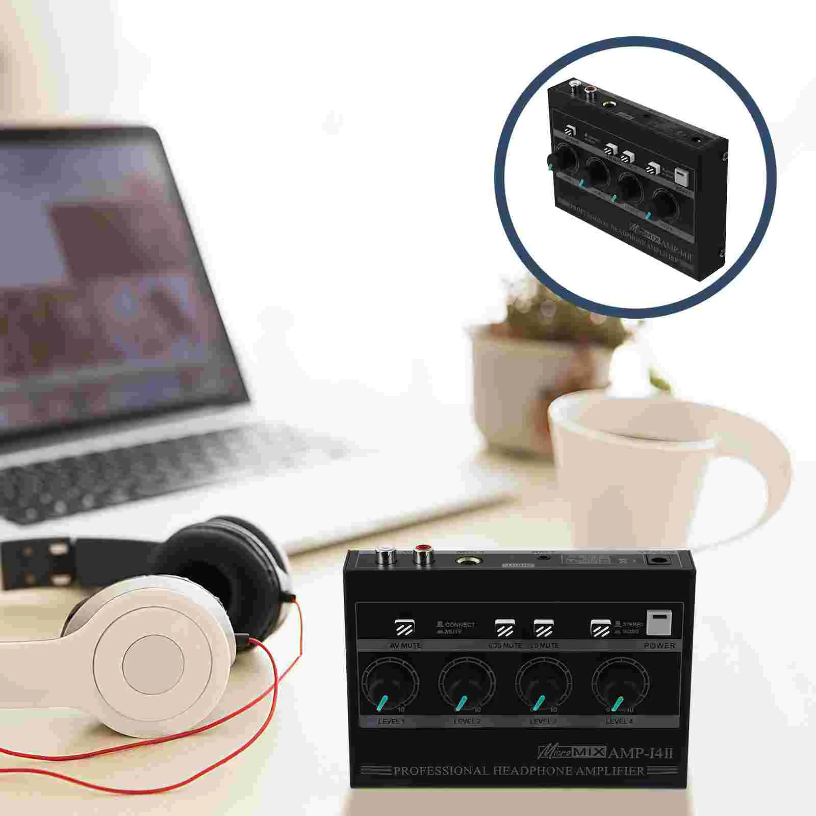 

Headphone Amplifier 4 Channels Audio Splitter Stereo Mono Headphone Splitter