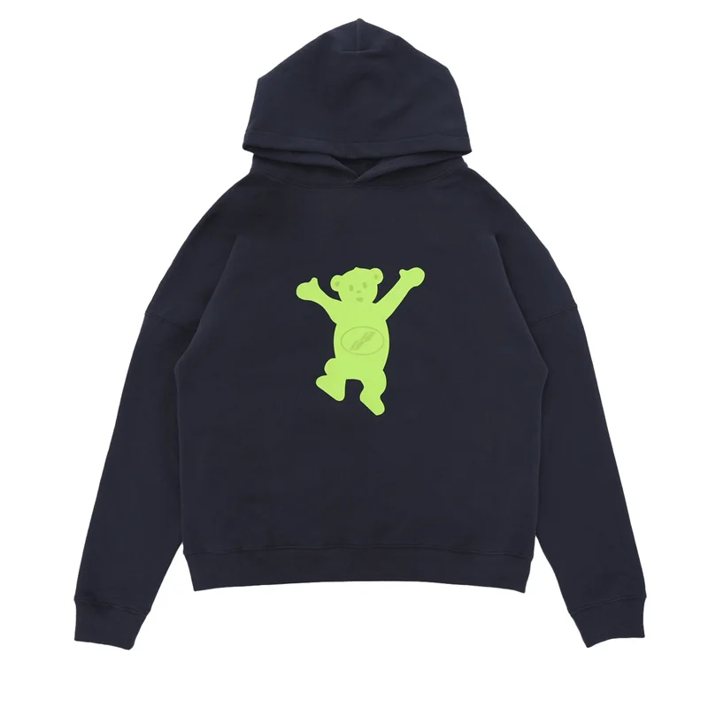 

WE11DONE 22FW TEDDY Dancing Flocked Bear Print Hoodie Hoodie For Men And Women