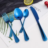 light blue cutlery tableware set dinnerware stainless steel dinner wedding party flatware set forks knives spoons set silverware