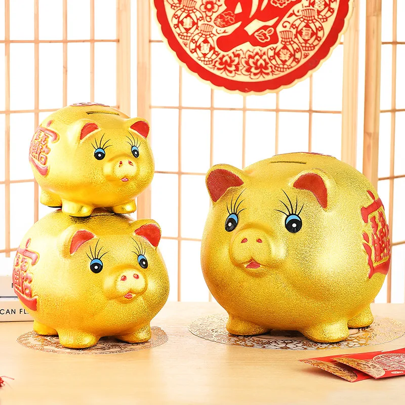 

Coin Money Box Adult Kids Cartoon Hidden Safe Cute Ornament Ceramic Pig Piggy Bank for Papper Money Living Room hucha Home Decor