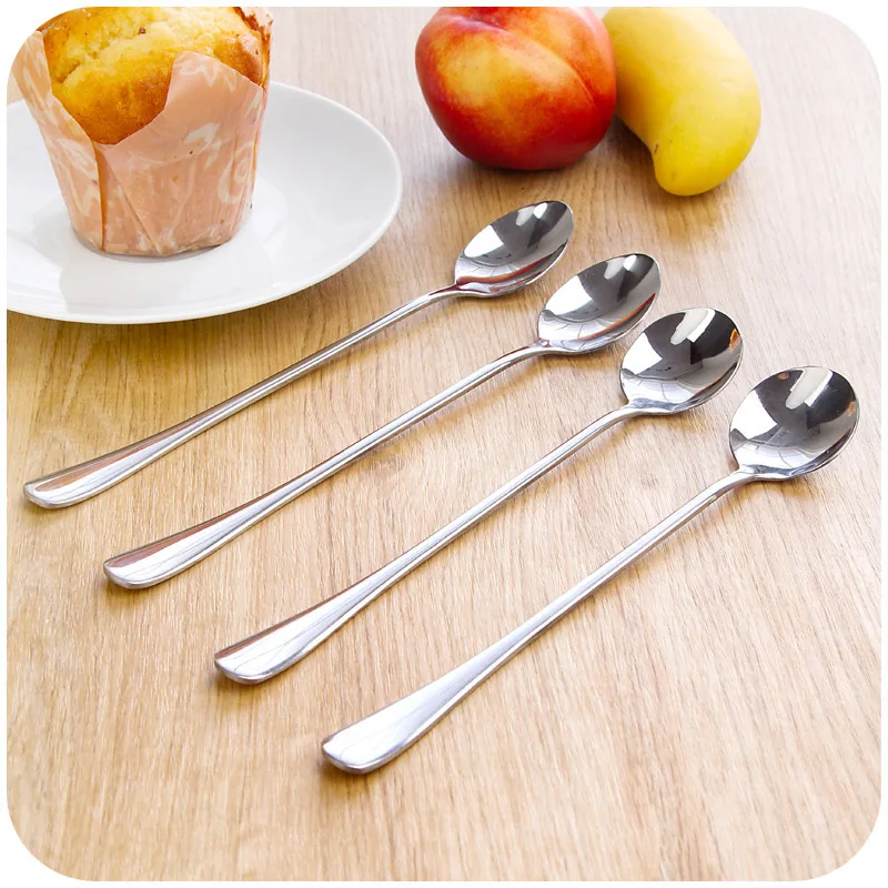 

10pcs/Lot Stainless Steel Tableware Long Handle Coffee Tea Stirring Spoon