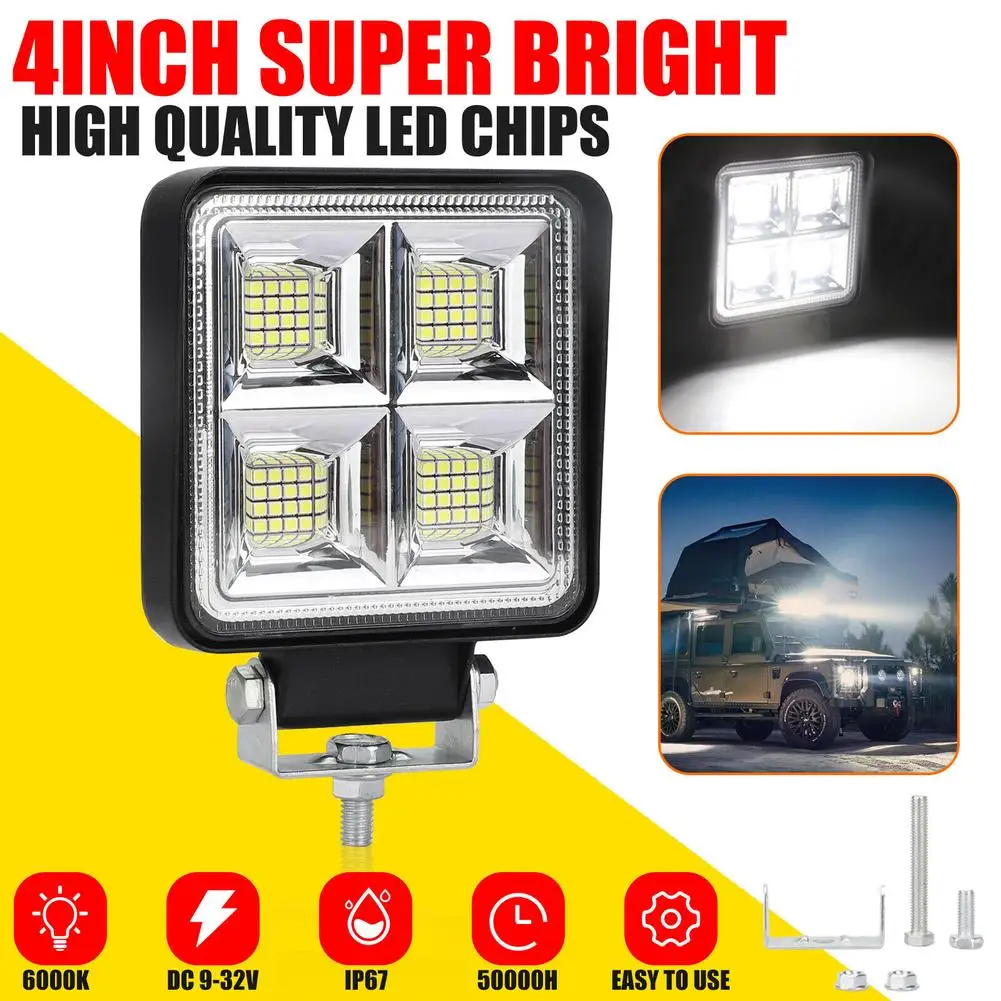 

Led Car Headlight Bulb Aluminum Square 4 inch 48 Leds 144w Truck Work Light Off-road Vehicle Modified Spotlight for vehicles