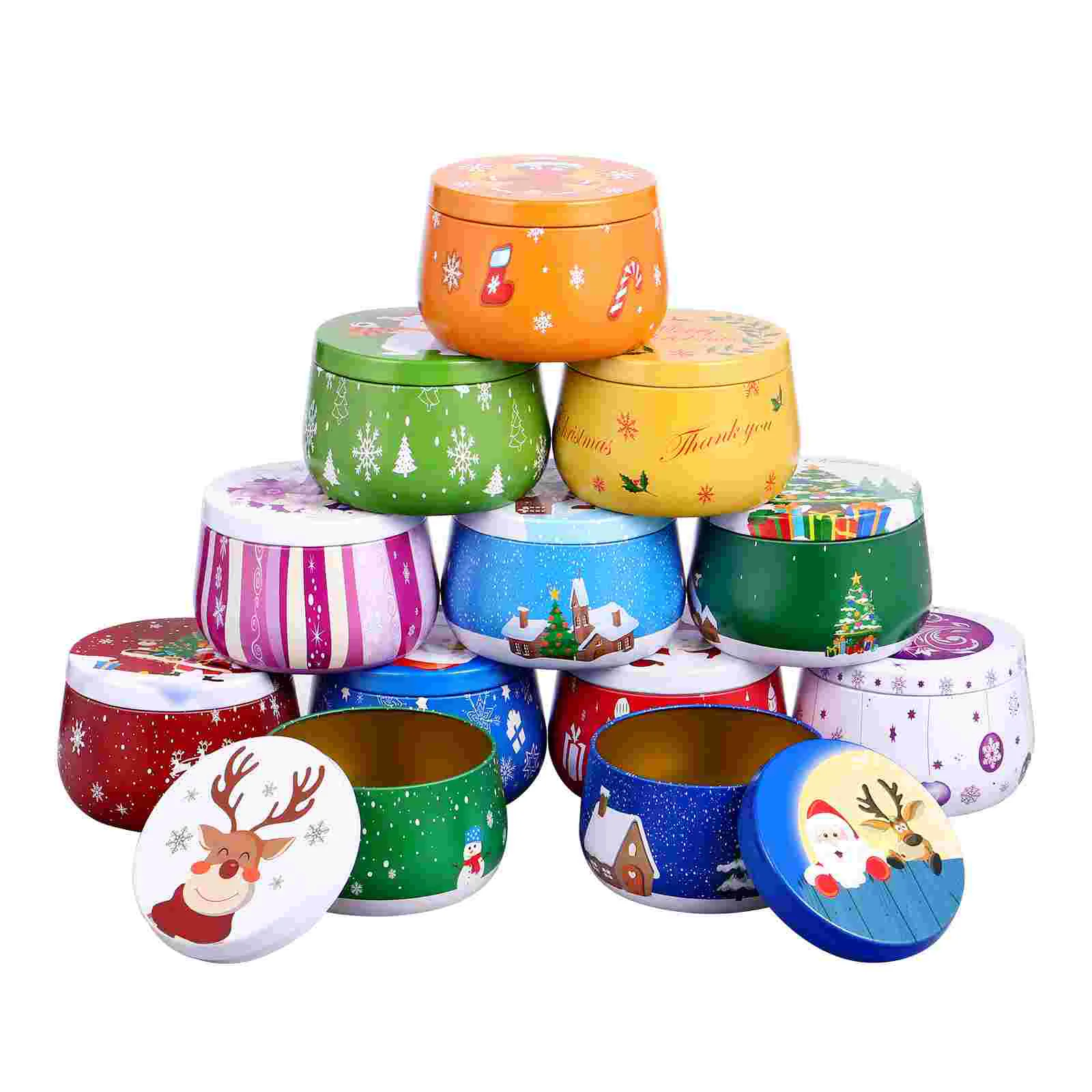

Candy Christmas Tinplate Boxes Tea Leaf Containerjar Round Box Gift Package Biscuit