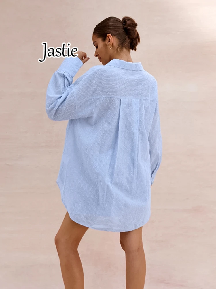 Женский жаккардовый костюм Jastie элегантная рубашка с длинным рукавом и шорты