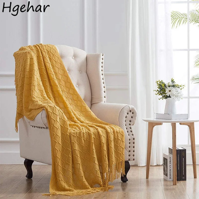 

Одеяла однотонные минималистичные с кисточками в японском стиле повседневные Мягкие Теплые весенние диваны базовый модный домашний текст...