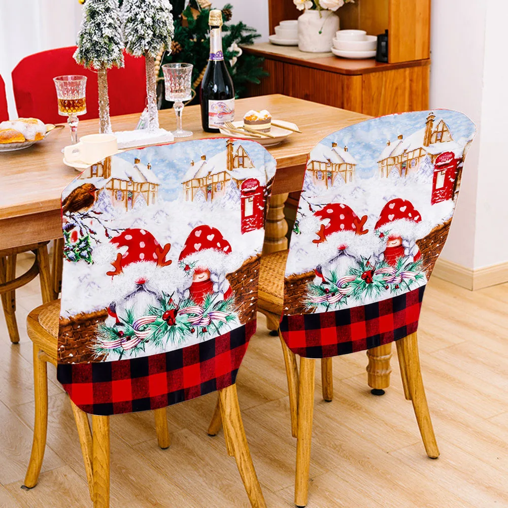

4 Pcs Christmas Chair Covers Set Xmas Forest Elderly Chair Cover Home Decoration 48x58cm Christmas Dining Table Party Decors
