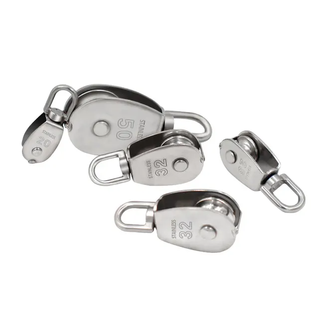 Stainless Steel Pulley M15/M20 M25 M32 Single Wheel Swivel Lifting Rope Pulley Set Lifting Wheel Tools 2