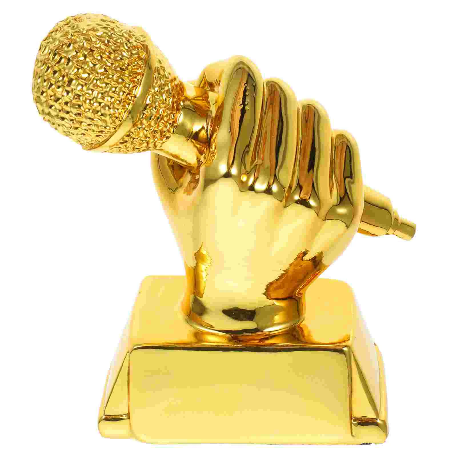 

Microphone Trophy Cheer Resin Singing Award Radio For Parties Music Trophies Competition Competitions Mini