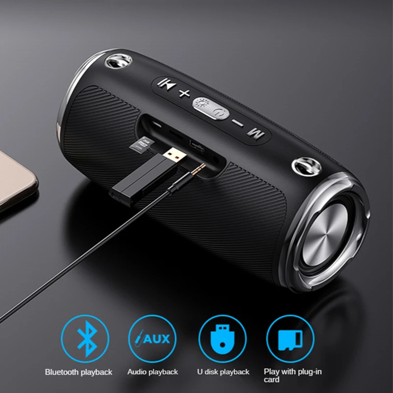 

HiFi Stereo Metal Bluetooth Speaker Lantern Column Portable 20W Card U Disk Soundbox Wireless Subwoofer Soundbar Music Center
