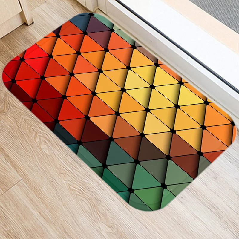 

Geometric Feather Bath Kitchen Entrance Anti-Slip Door Mat Suede Velvet Carpet Doormat Indoor Floor Mats Doormat Rug Home Decor