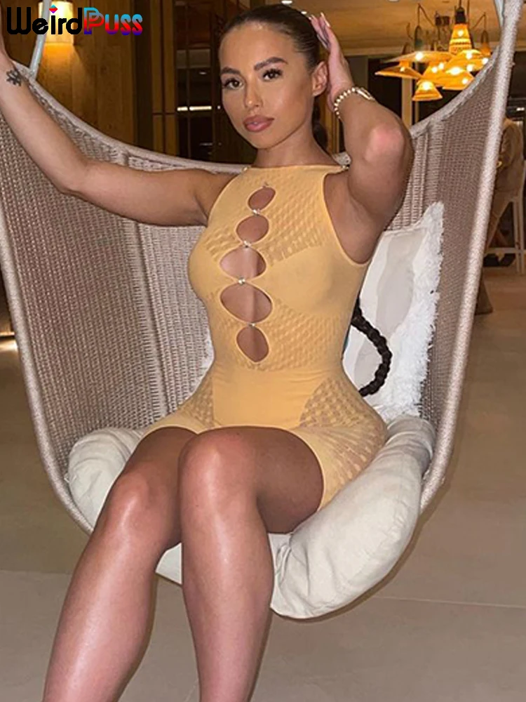 Женский комбинезон без рукавов сетчатый в стиле пэчворк с пуговицами и странными