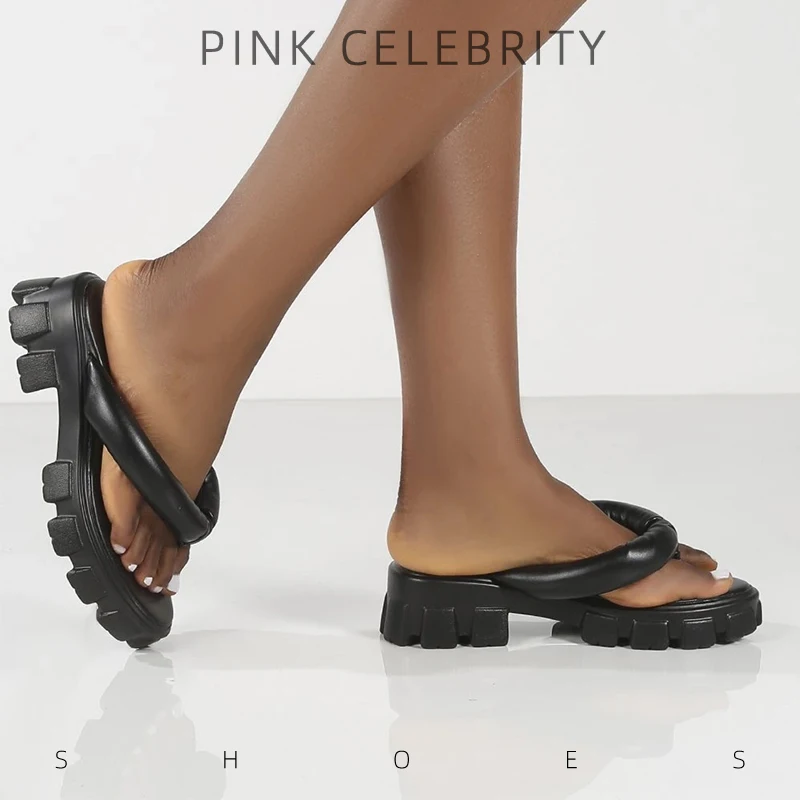 

Summer Flat Beach Flip Flops Women's Rome Sandals Platform Shoes Girls High Heel Slides Light Weight Ladies Fashion Slippers