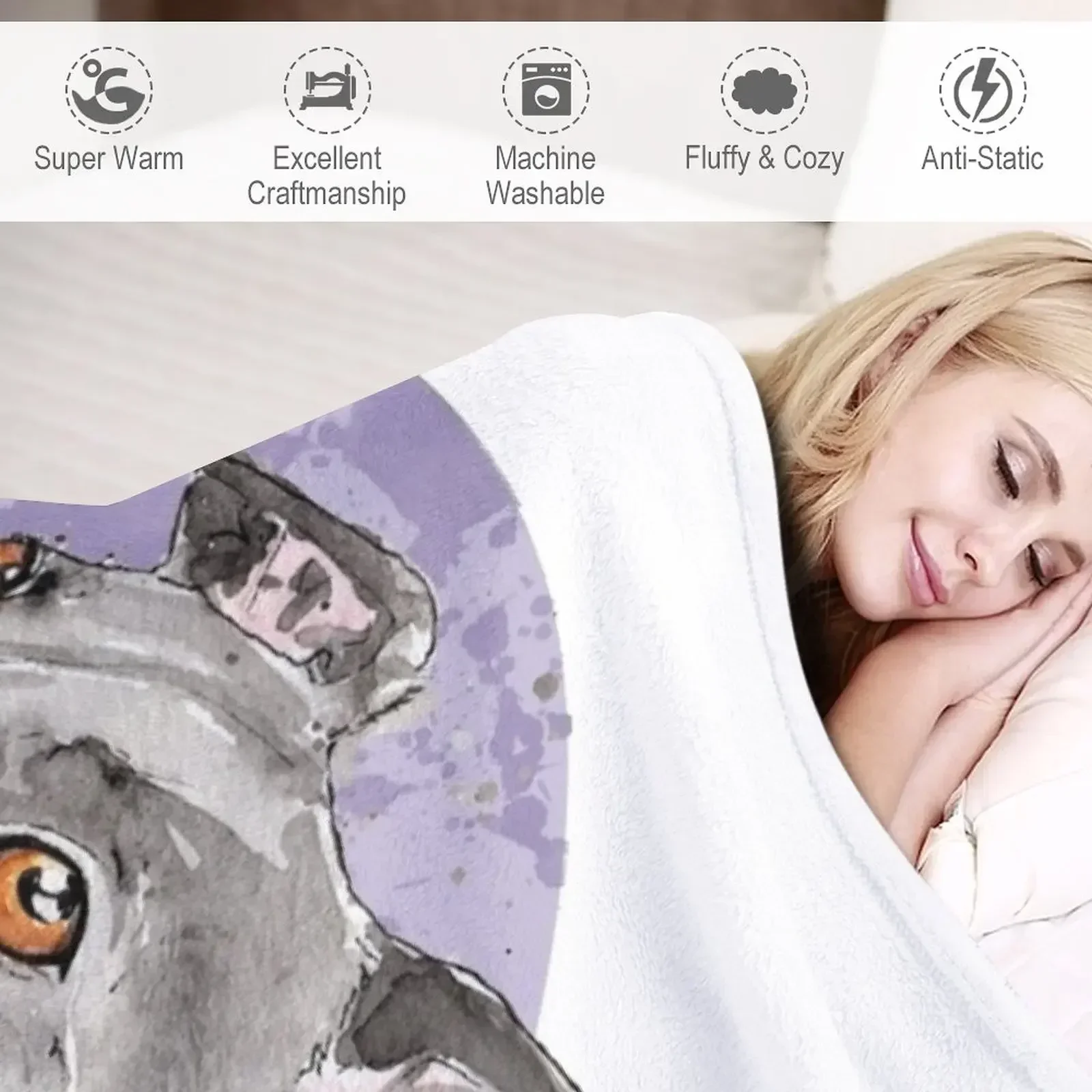 Грейхаунд | Бредцы от брызг краски Одеяло с иллюстрацией мягкие декоративные