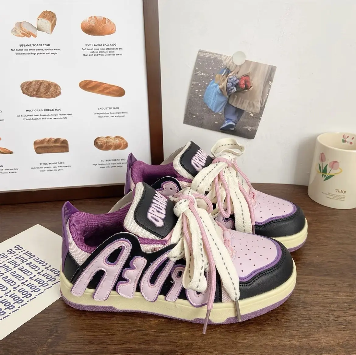 FAFA Pink Thick Bottom Bread Shoes Female Spring And Summer New Niche Design National Tide High Street Casual Sports Board Shoes