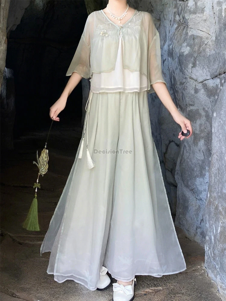 2024 Новый Китайский Улучшенный костюм hanfu retrotang Стильный Эластичный жилет Топ