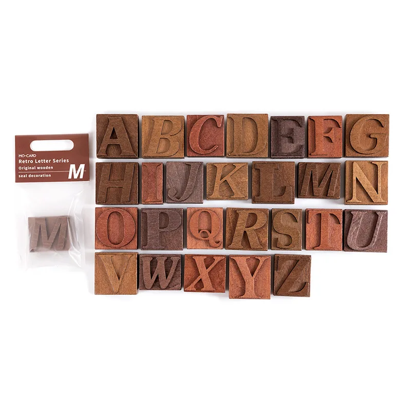 

26 стилей деревянная печать ретро буквы серия DIY декоративная резиновая печать журнал Скрапбукинг Канцелярские принадлежности крафт станда...