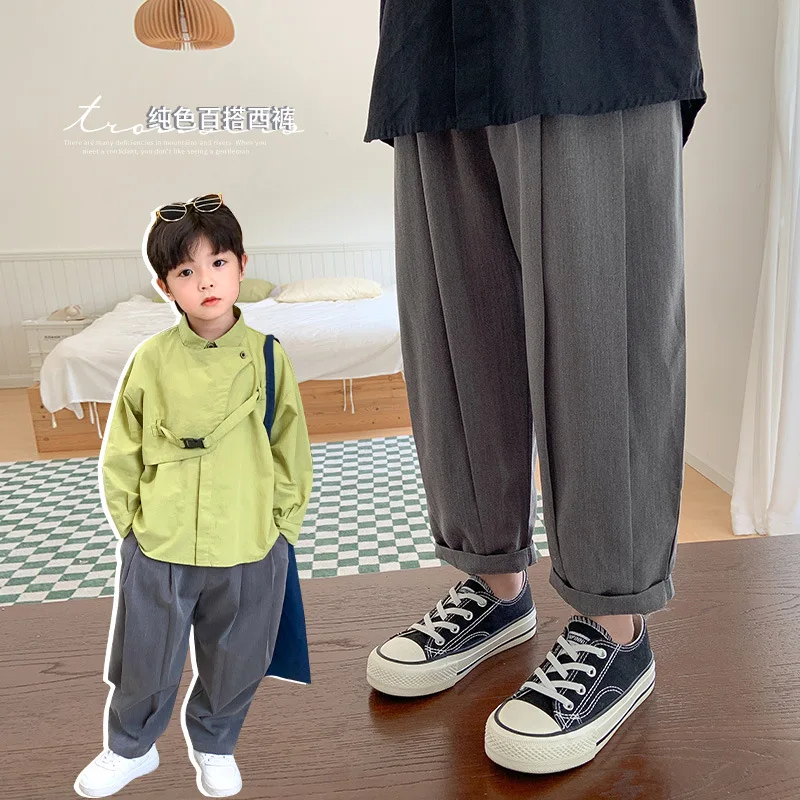 Spring Autumn boys fashion solid color all-match suit trousers Kids casual loose casual pants