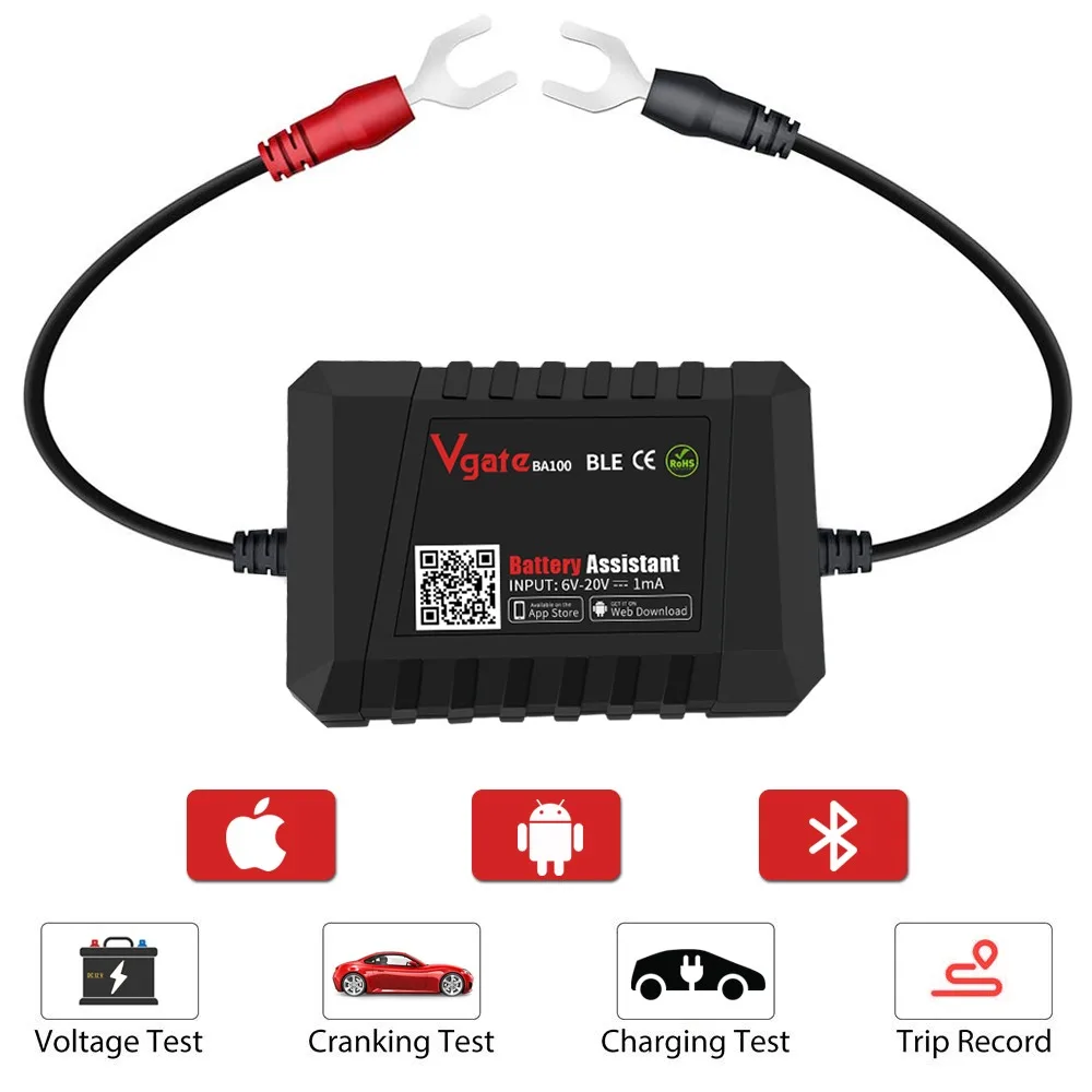 

Тестер Аккумуляторов Vgate BA100, 6-20В, Bluetooth 4.0, Диагностический Инструмент