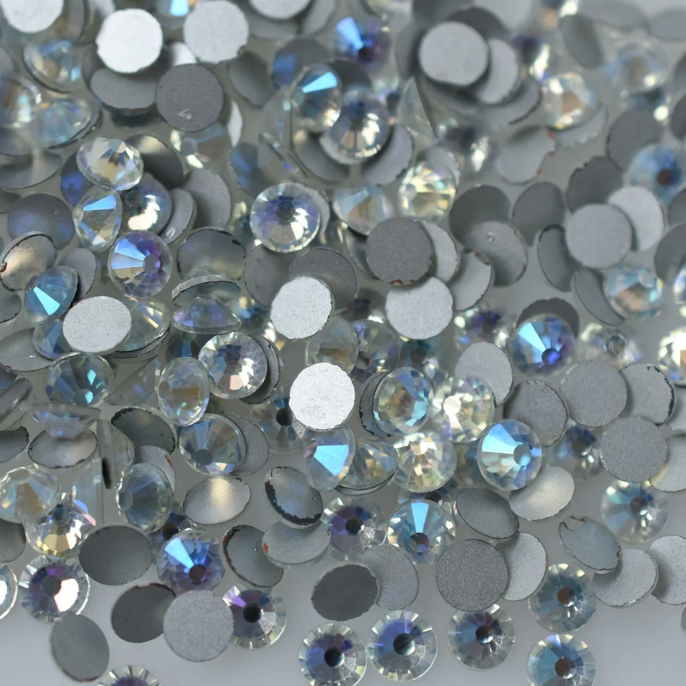 SS4-30 Heavens Light Glass Nail Art Decorations Glitter Flatback Rhinestone Non HotFix Glue on 3D Crystal Wedding Dress Gems Top