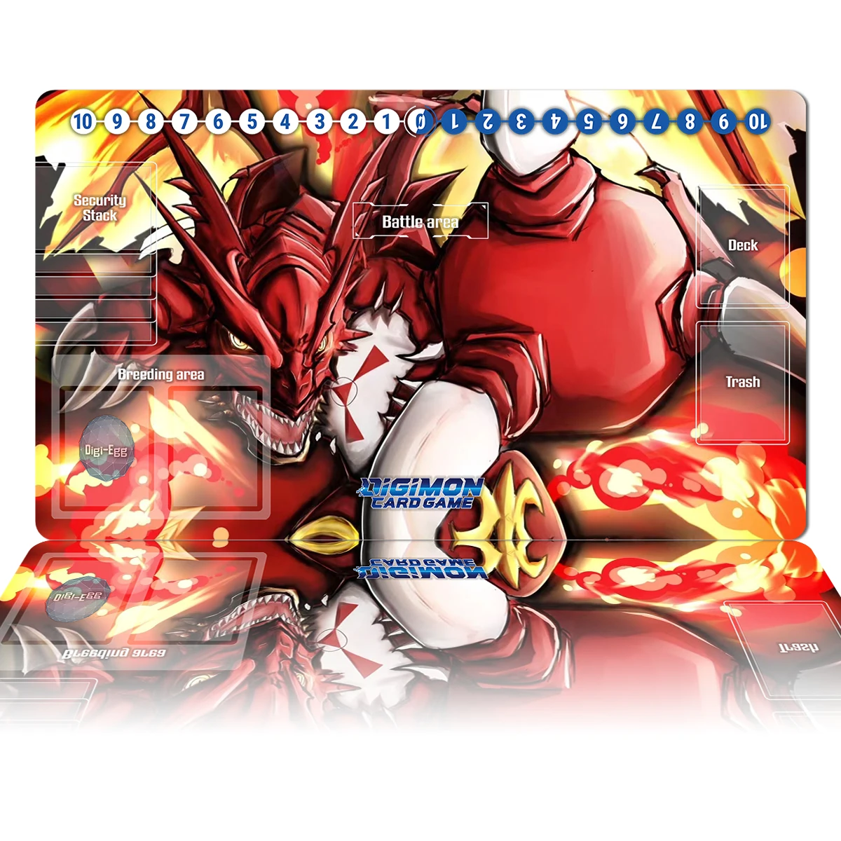 

Digimon Playmat Megidramon TCG CCG Card Game Board Game Mat Anime Mouse Pad Custom Desk Mat Gaming Accessories with Zones & Bag
