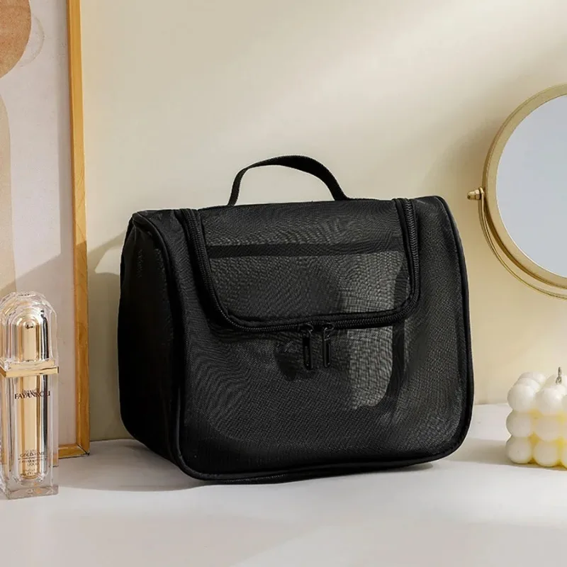 Сетчатая портативная косметичка — многофункциональная сумка для хранения косметики большой емкости, ценная сумка для стирки с изогнутым дизайном