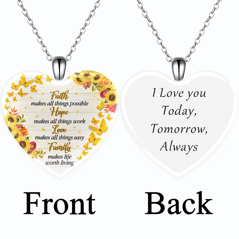 

Fashion Jewelry Love Crystal Pendant Necklace Elegant Sunflower English