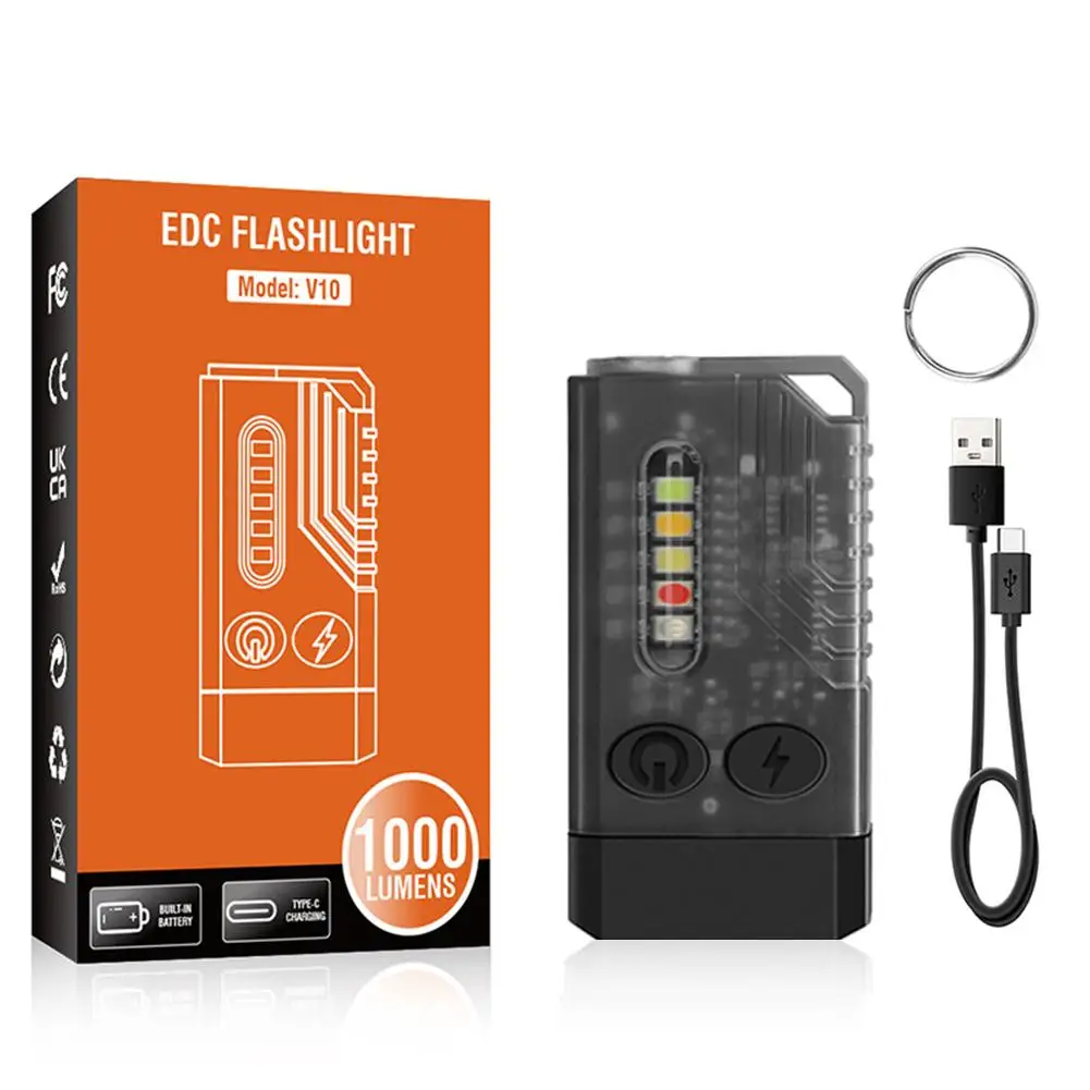 

Mini Portable Flashlight 1000lm Magnetic Suction Work Light Waterproof Usb-c Rechargeable Magnet Buzzer Flashlight