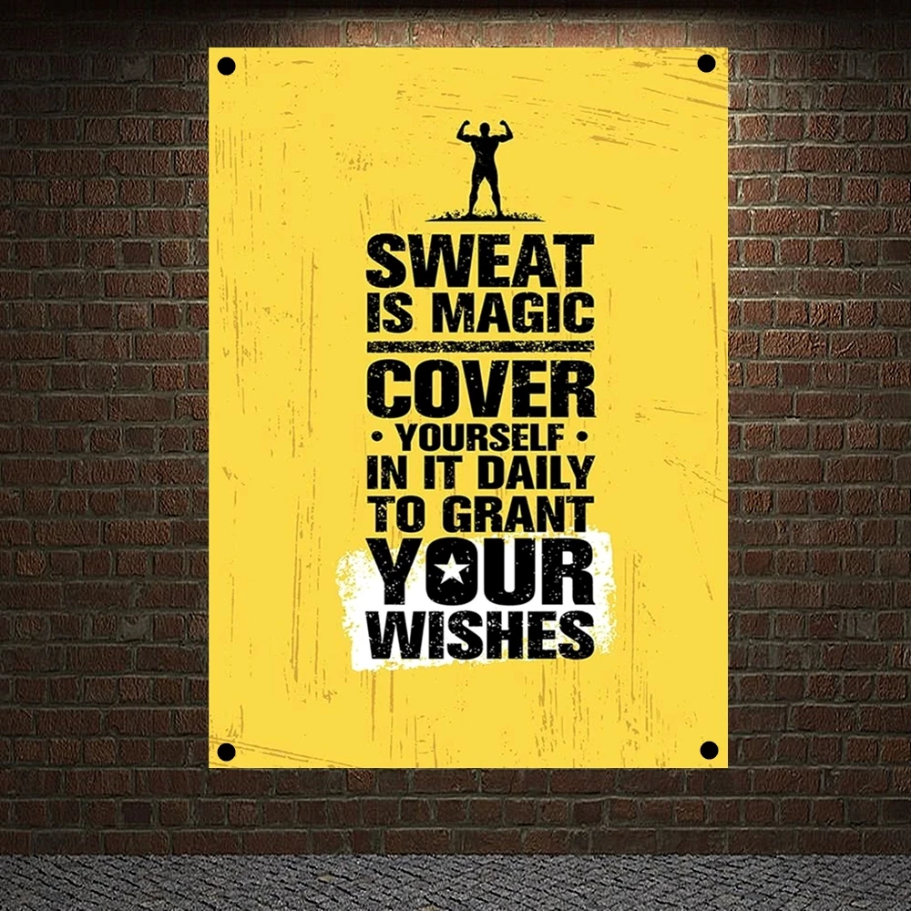 

YOUR WISHES Success Motivational Banners Canvas Print Art Workout Posters Exercise Fitness Banners Wall Art Flags Gym Wall Decor