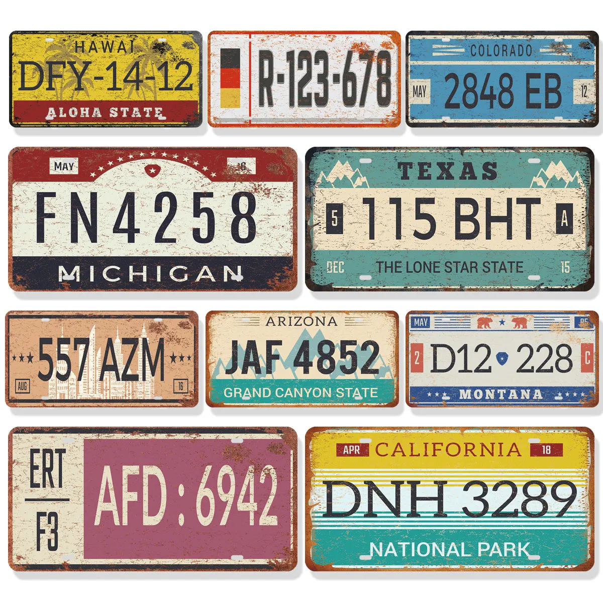 

Vintage License Plates Metal Plates Tin Wall Decoration Iron Signs in Bar, Pub Club, KTV, Cafes