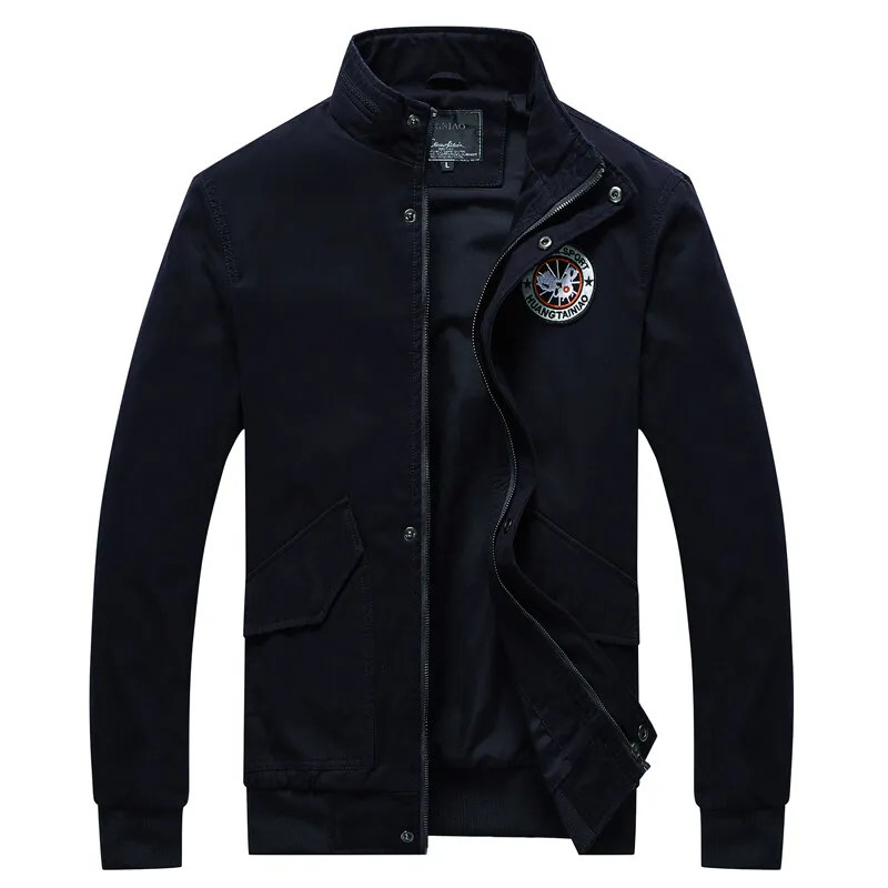 Куртка мужская Тонкая хлопковая на молнии однотонная в стиле ретро