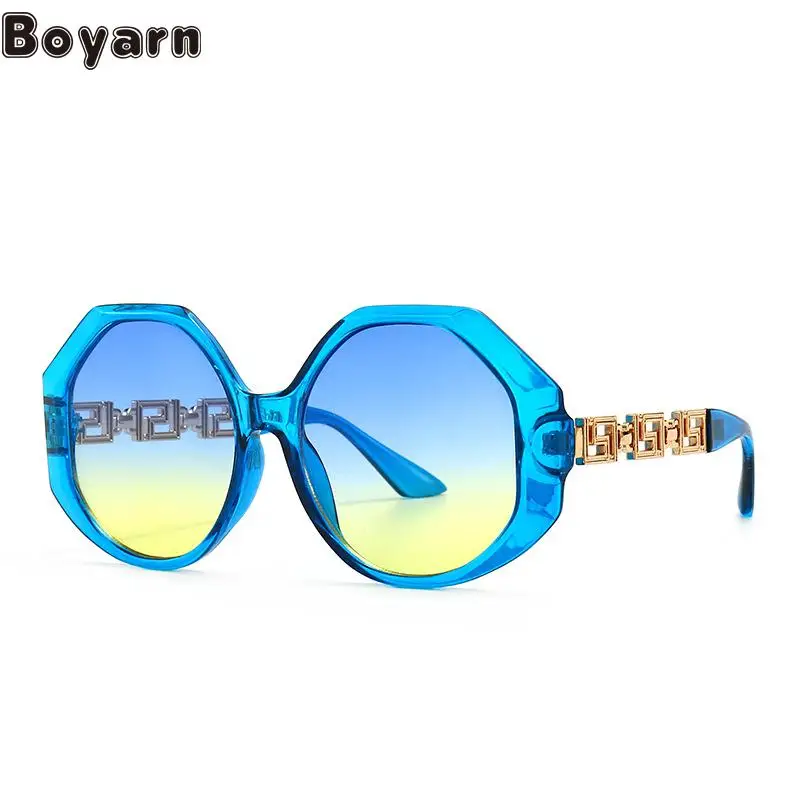 

Boyarn Eyewear Luxury Brand Design Retro Rock Style Hexagonal Metal Large Scale Inlaid Modern Retro Charm Sunglasses