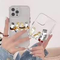 cat cute cartoon phone case transparent soft for iphone 12 11 13 7 8 6 s plus x xs xr pro max mini
