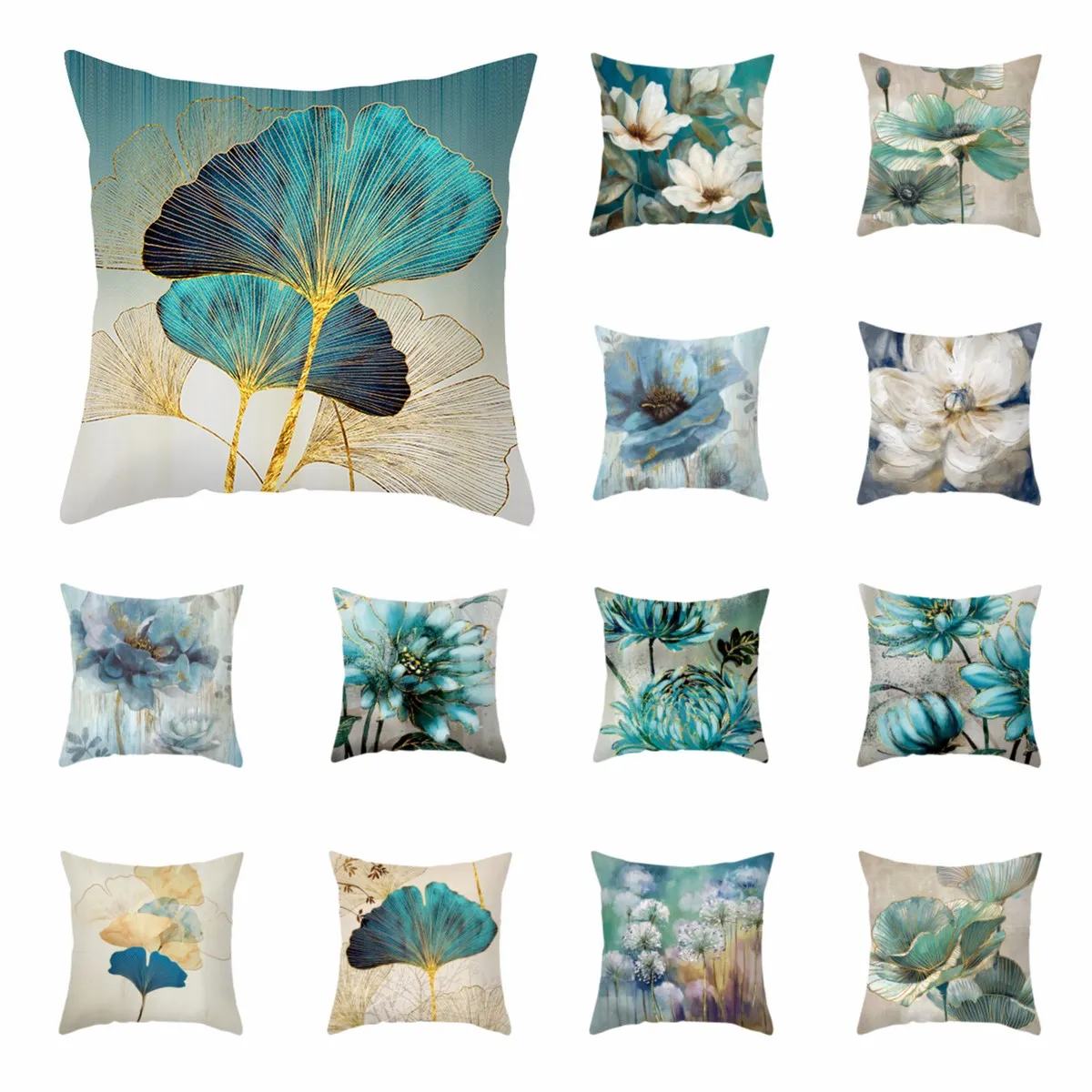 

45x45cm Ginkgo Biloba Printed Pillowcase Flower Plant Sofa Pillow Cover for Living Room Chair Car Home Decoration Cushion Cover