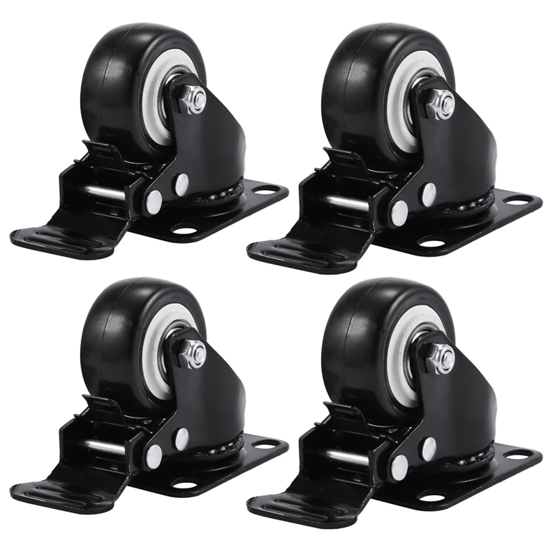 

JFBL Hot 4 Pack 2In Heavy Duty Caster Wheels Polyurethane PU Swivel Casters With 360 Degree Top Plate 220Lb Total Capacity For S