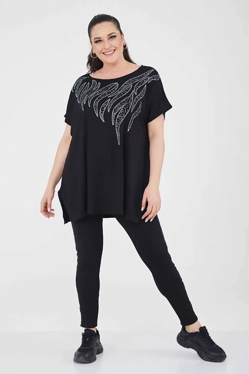 

Women black plus size loose summer t-shirt
