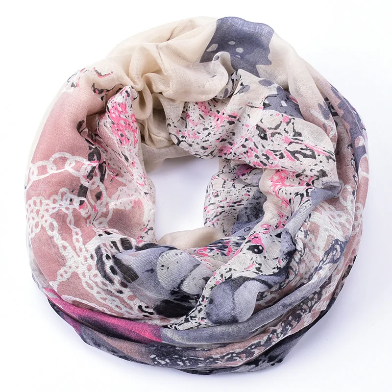 

Large Chain Printed Curling Scarf 2019 Spring and Autumn Ladies Bali Yarn Scarf Foreign Trade Wholesale Amazon Scarf
