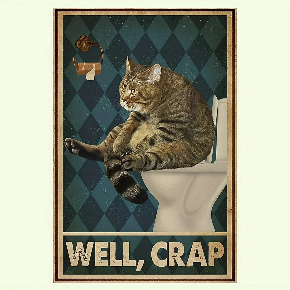 

Art Print, Metal Horizontal Mural, European And Classic Features, Retro Style, Cat Hanging Painting, For Home Living Room