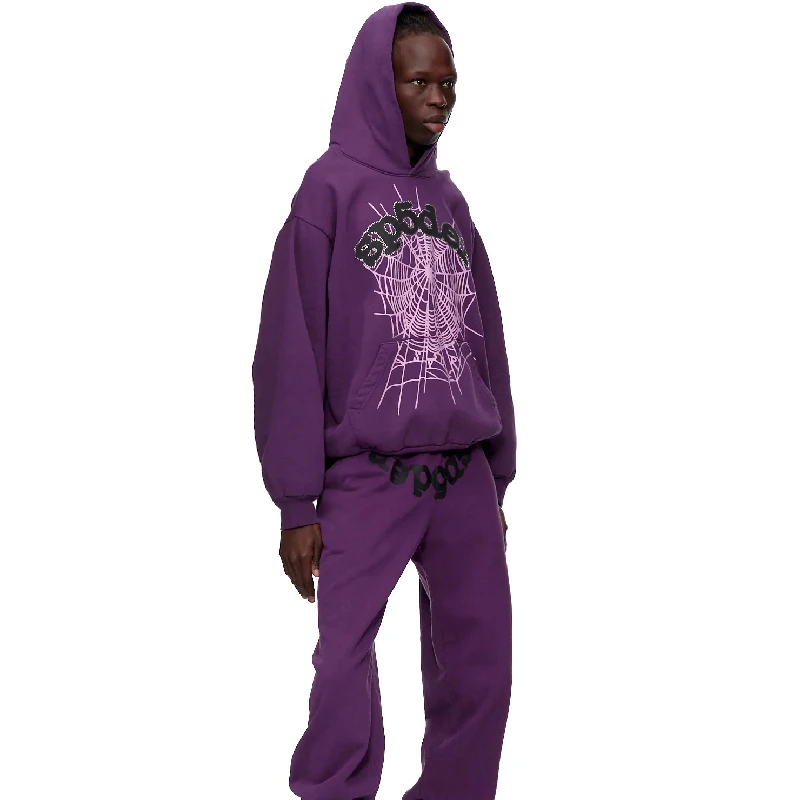 

Purple Sp5der 555555 Pullover Men Women Young Thug Oversized Spiderweb Hoodies